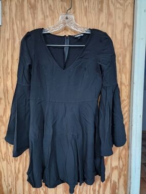 Express Black V-Neck Bell Sleeve Skater Dress